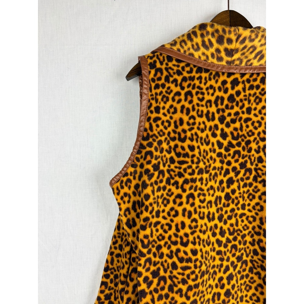 Simply Southern Womens Leopard Print Fleece Open Front Drape Vest Brown Small - Picture 9 of 12